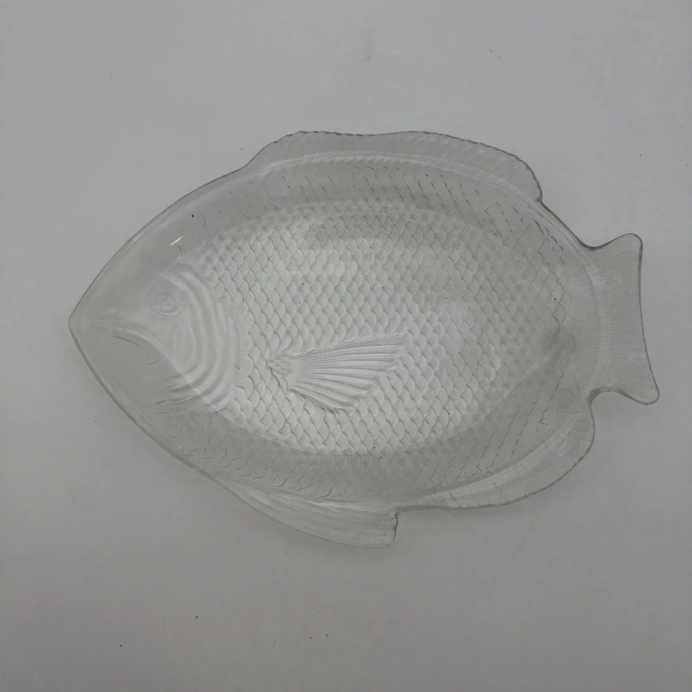 Decorative Glass Fish Plate Platter 11 x 8